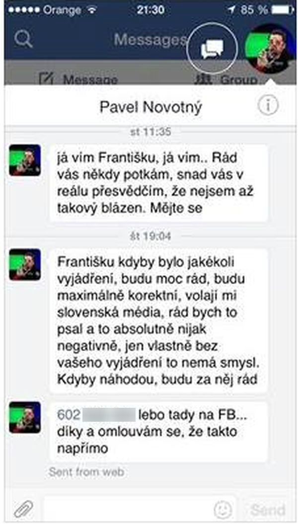 borovsky novotny facebook komunikacia
